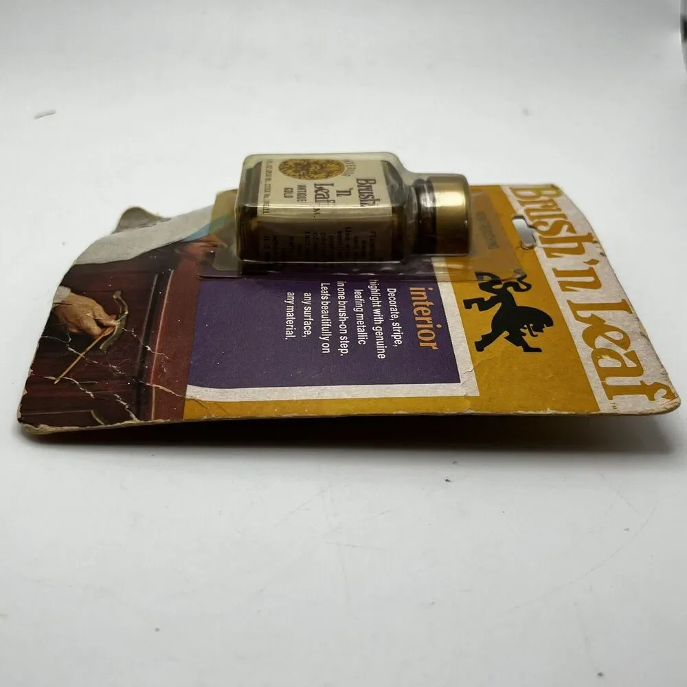 Vintage Brush N Leaf Antique Gold Metallic Paint 1 Oz Made In USA Rub N Buff NOS - Picture 10 of 16